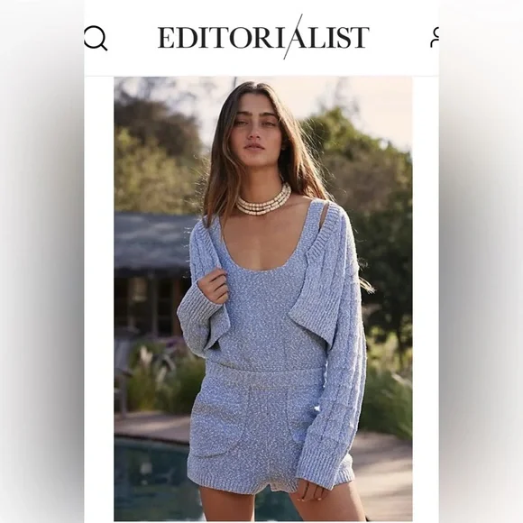 Free People BEACH Declan Sweater Set in Morrocan Blue - Picture 9 of 13